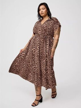 torrid Leopard Print Midi Dress in Brown